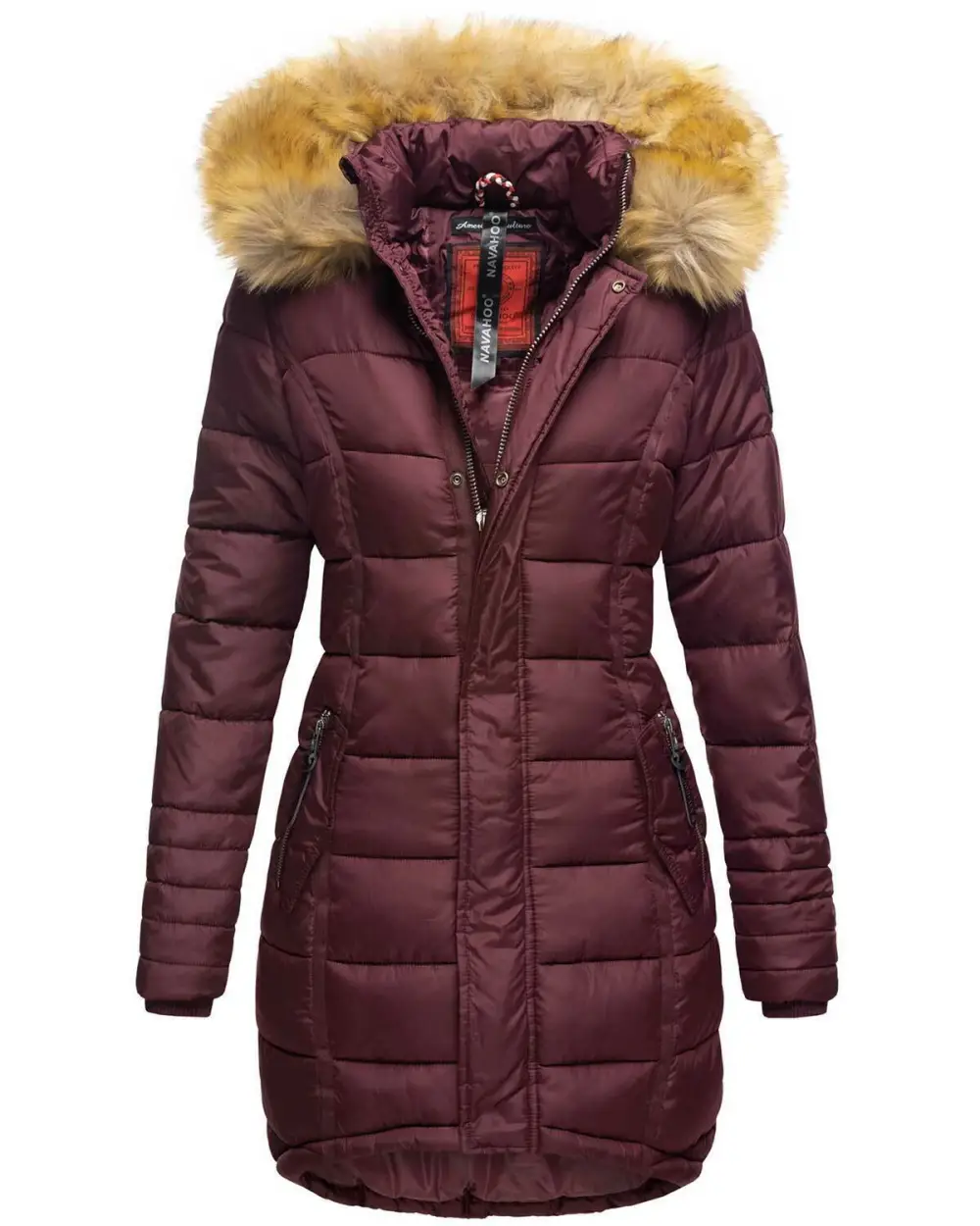 Fashion ladies parka coat with fur collar L
