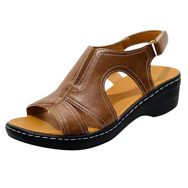 Women's Sandals Boho Bohemia Beach Wedge Sandals Gladiator Sandals Roman Sandals Outdoor Daily Beach Summer Buckle Wedge Heel Open Toe Casual Minimalism Walking Shoes PU Leather Faux Leather Magic