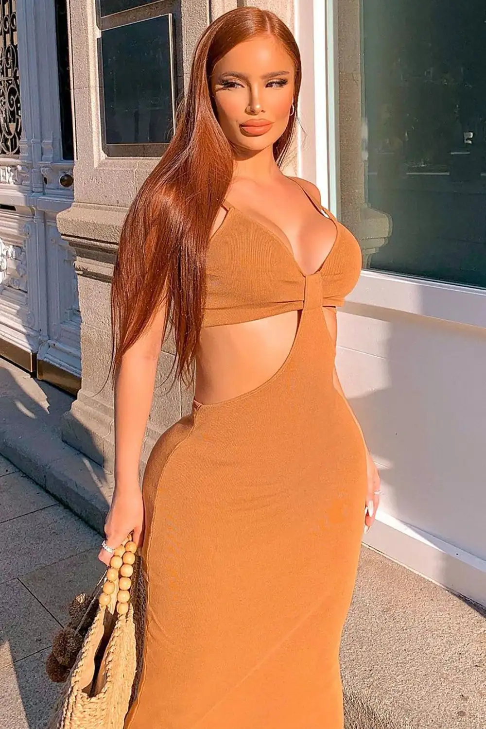 Pure Charm Sweater Maxi Dress - Camel