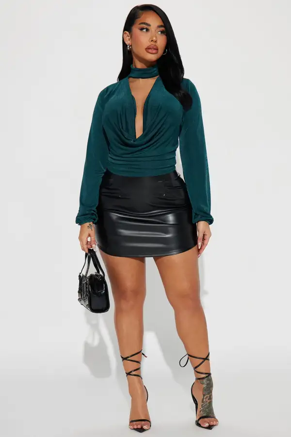 Noelle Cowl Neck Top - Hunter