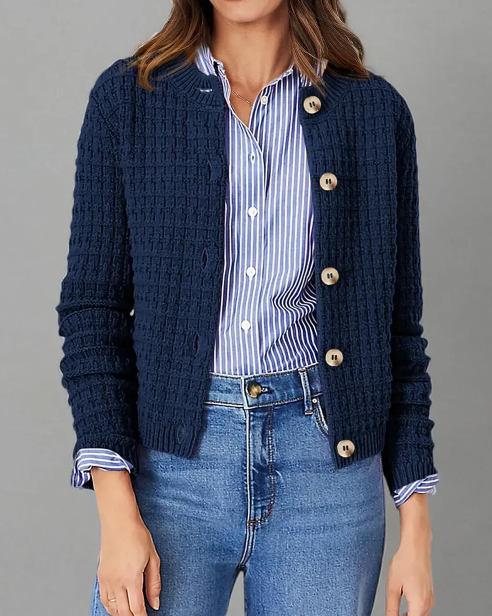 Women's Knit Cardigan Sweaters Casual Long Sleeve Open Front Button Down Trendy Jackets Outerwear