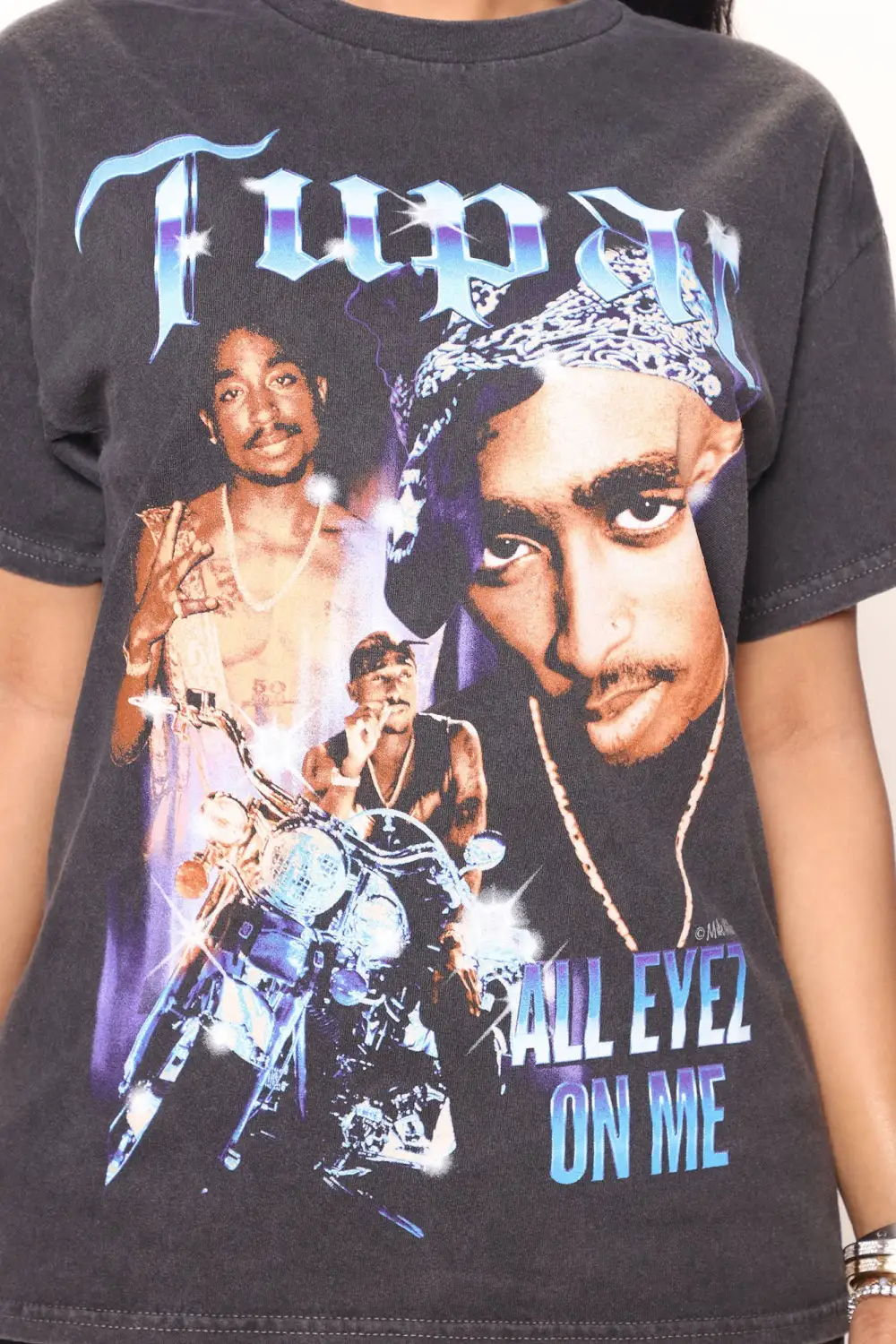 Tupac Old School Graphic Top - Black Wash