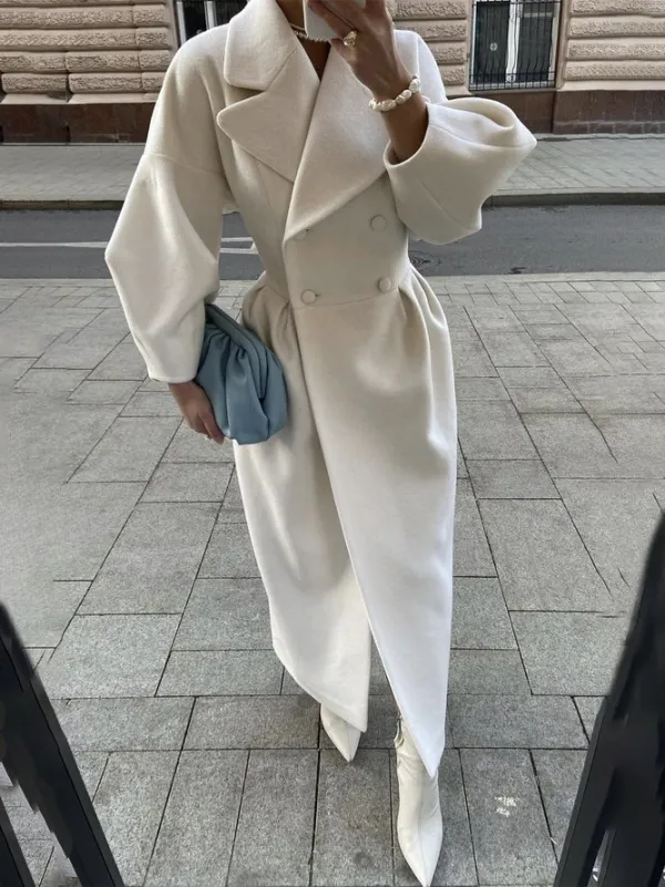 Retro Court Style Lantern Sleeve Large Lapel Long Coat