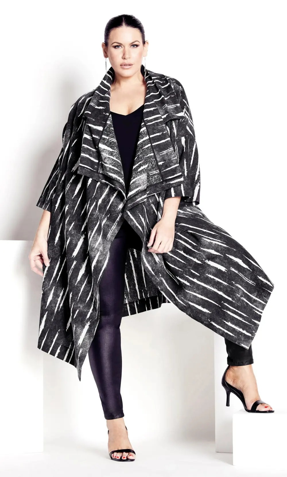 Evans Black Stripe Cape Jacket