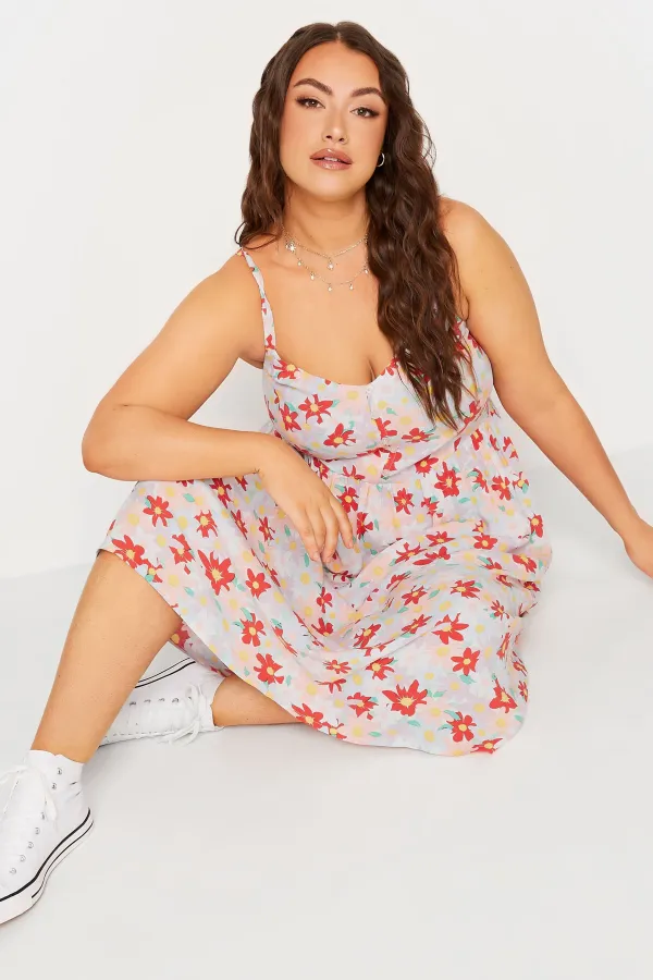 YOURS Curve White Floral Print Sundress