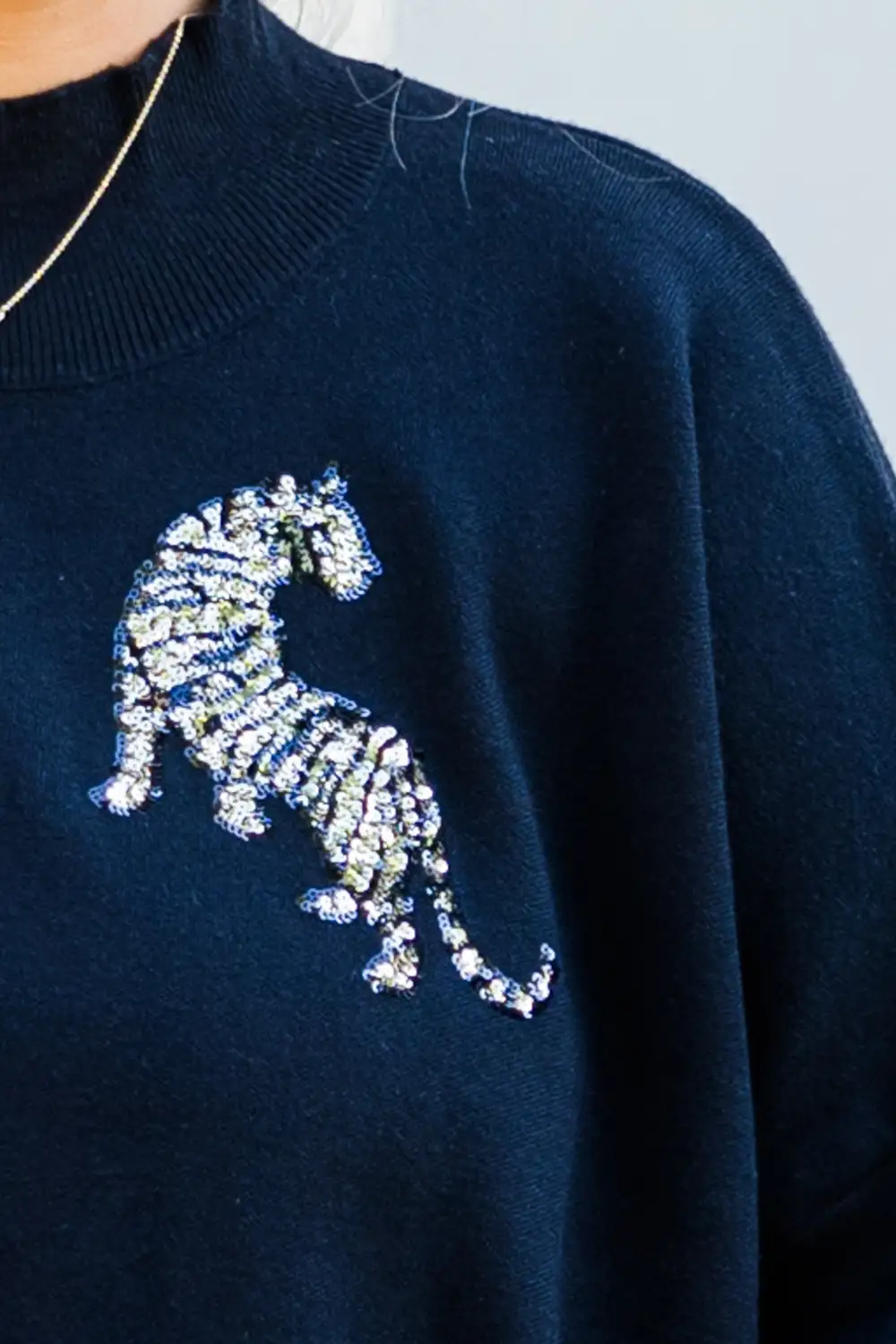 Mother Of The Jungle Sweater, Black Sequin