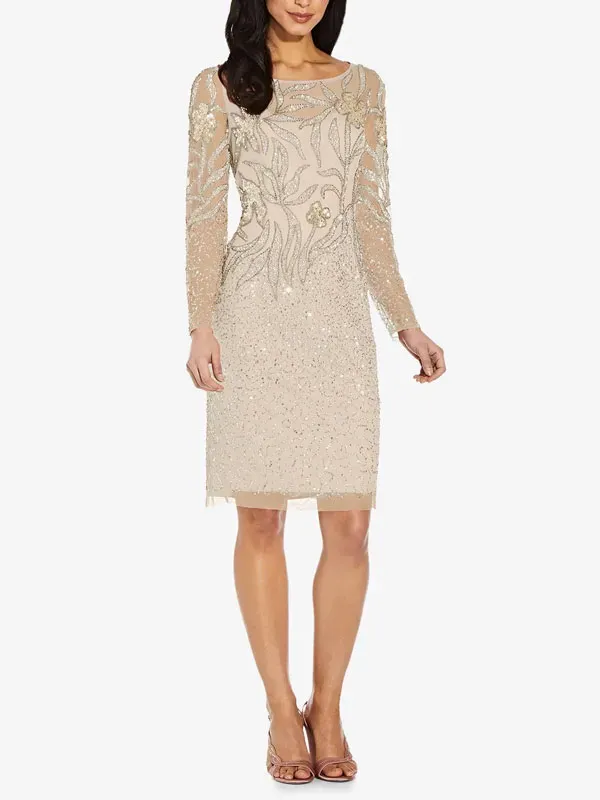 sequined lace minimalist reception women's dress