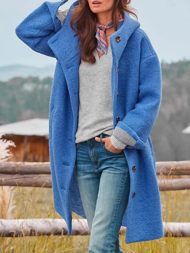 Woolen Hoodie Casual Overcoat