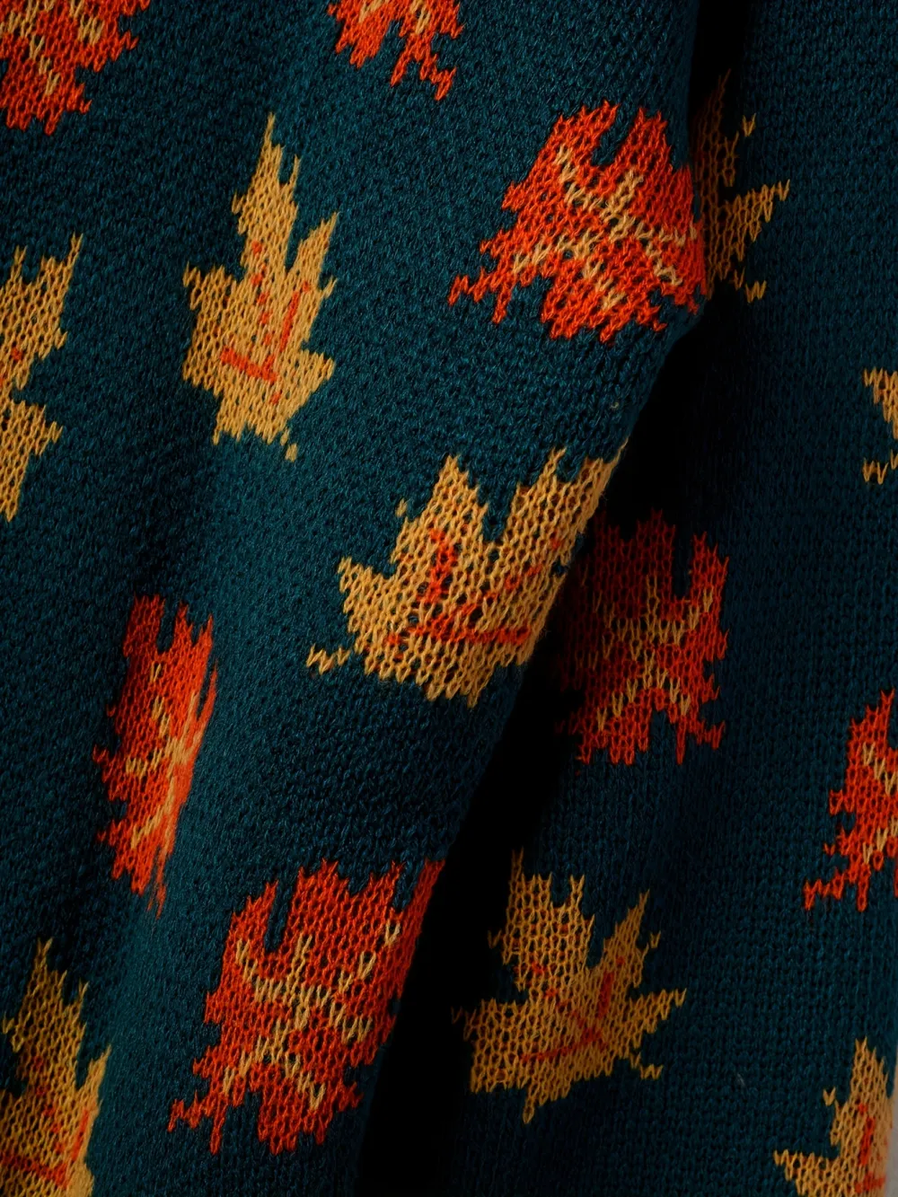 Maple Leaf Pattern Crew Neck Sweater Casual