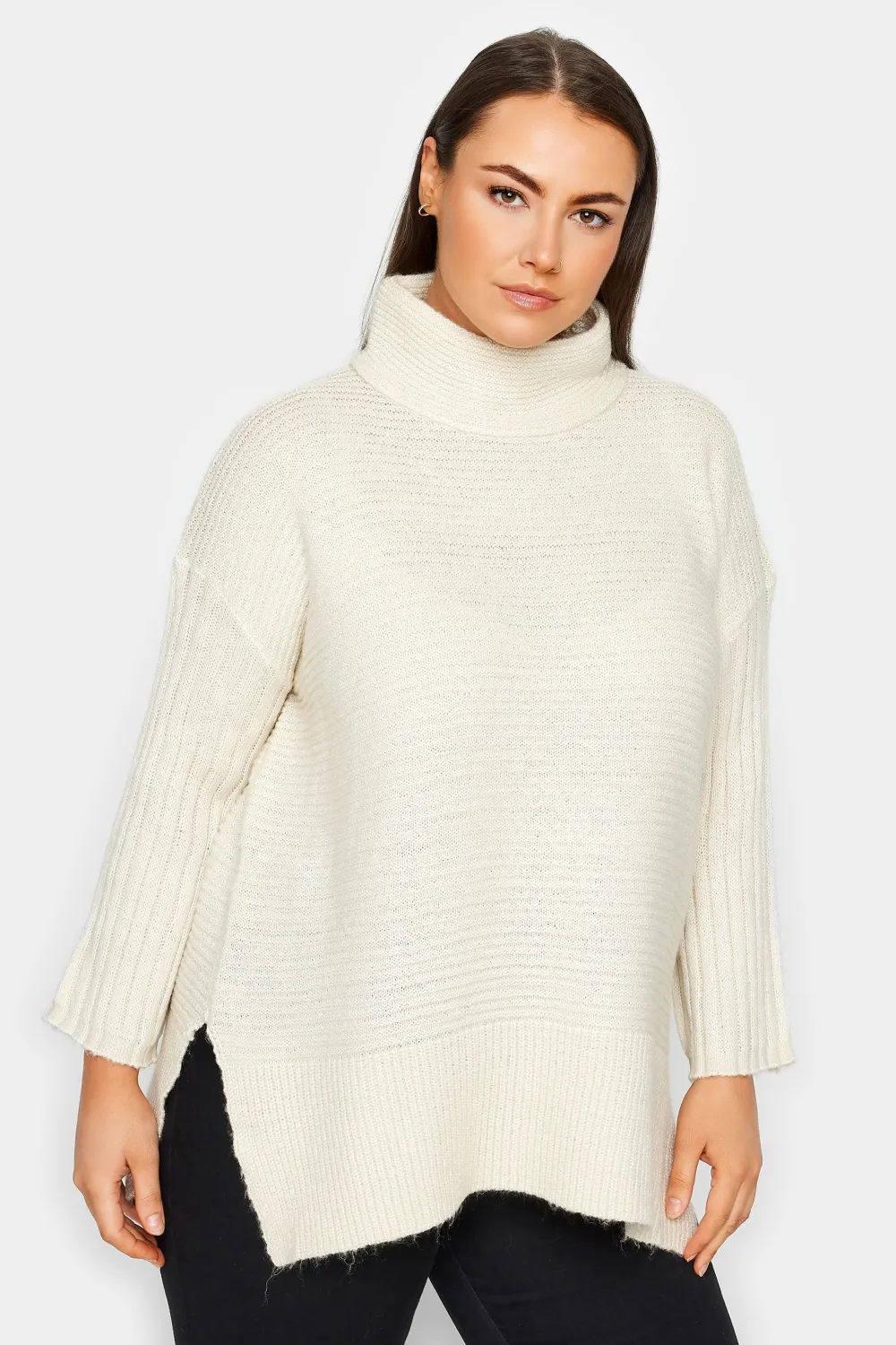 Evans Cream Roll Neck Knitted Jumper
