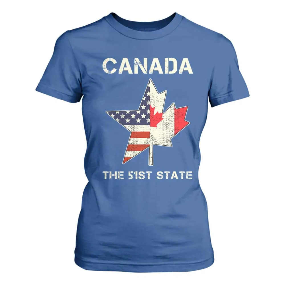 Canada The 51st State T Shirt For Women Maple Canadian American Flag TS09