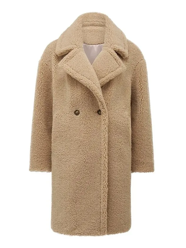 Casual Plain Shawl Collar Teddy Jacket