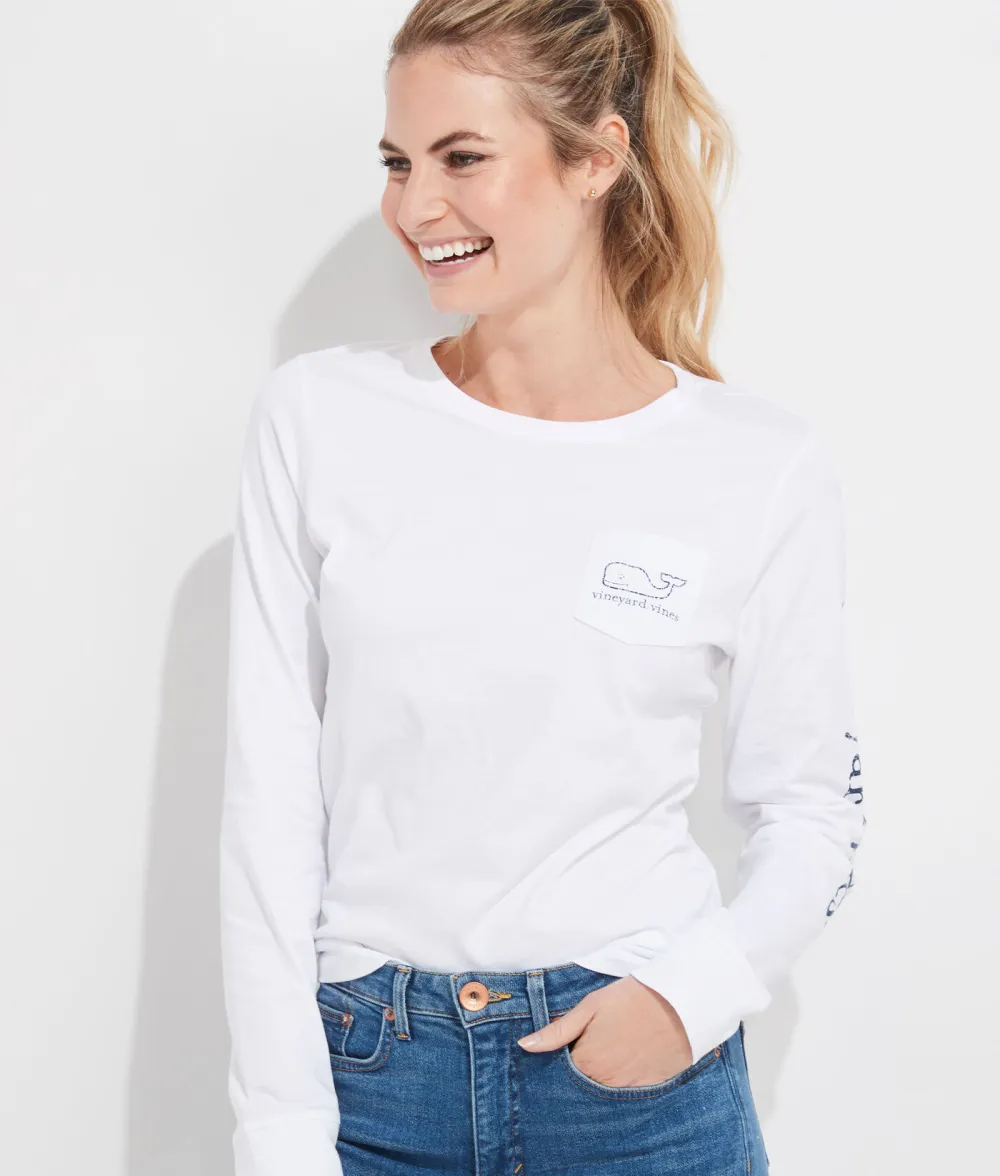 Long-Sleeve Vintage Whale Pocket Tee