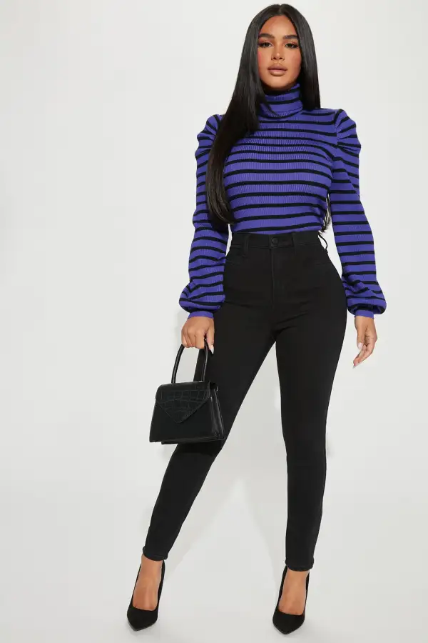 Toxic Touch Turtleneck Sweater - Blue/combo