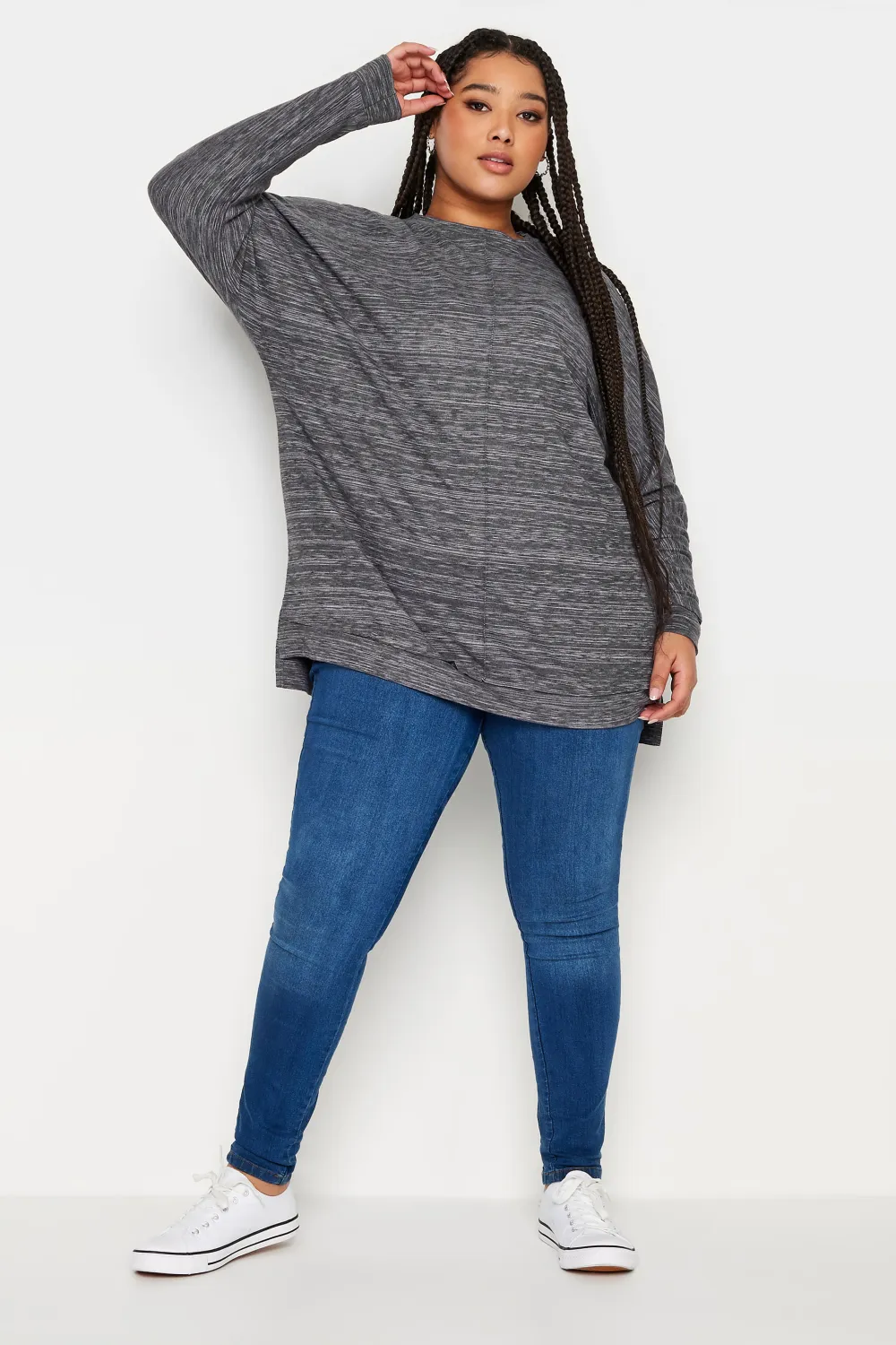 YOURS Curve Charcoal Grey Soft Touch Front Seam Jumper