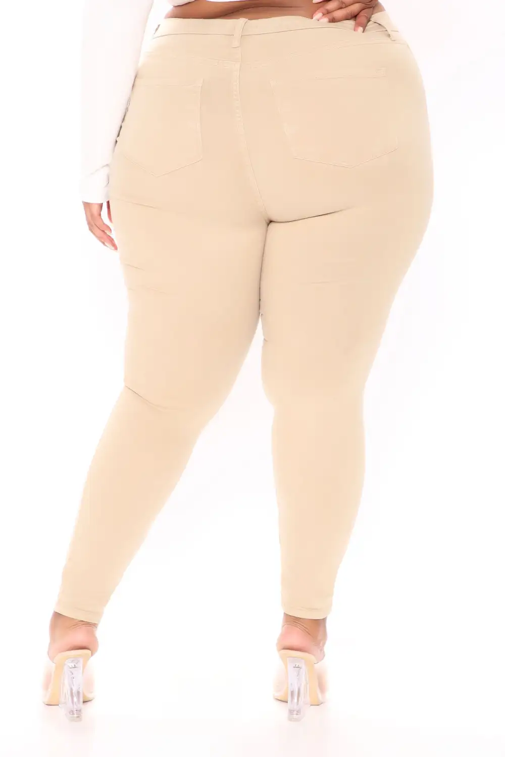 Classic High Waist Skinny Jeans - Khaki