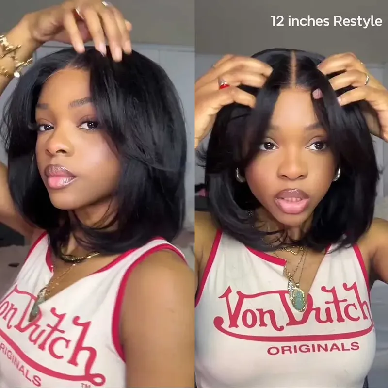 Kinky Straight Bob Human Hair Wig 7×6/13×6 HD Lace Glueless Short Wig
