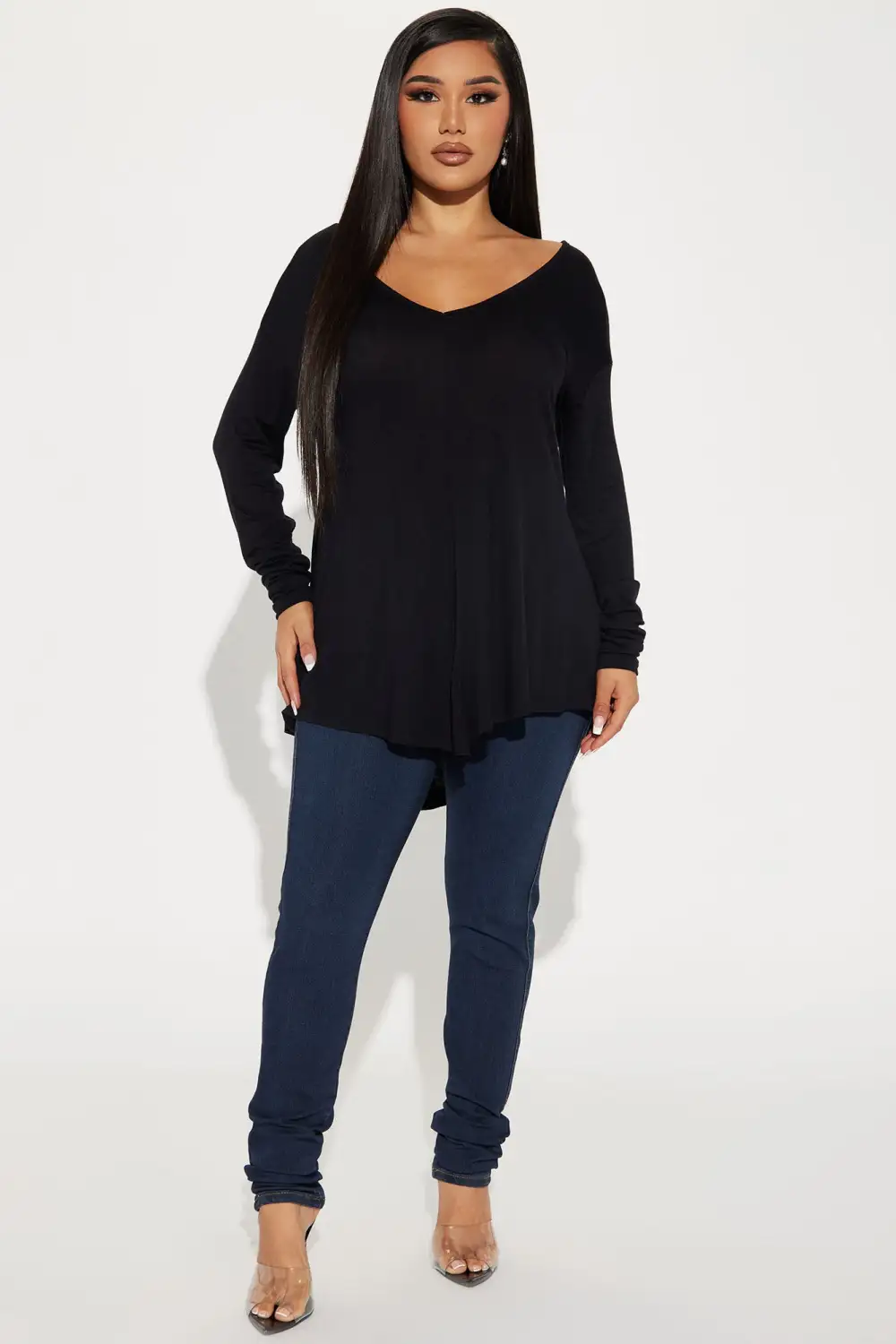 Victoria V-Neck Top - Black