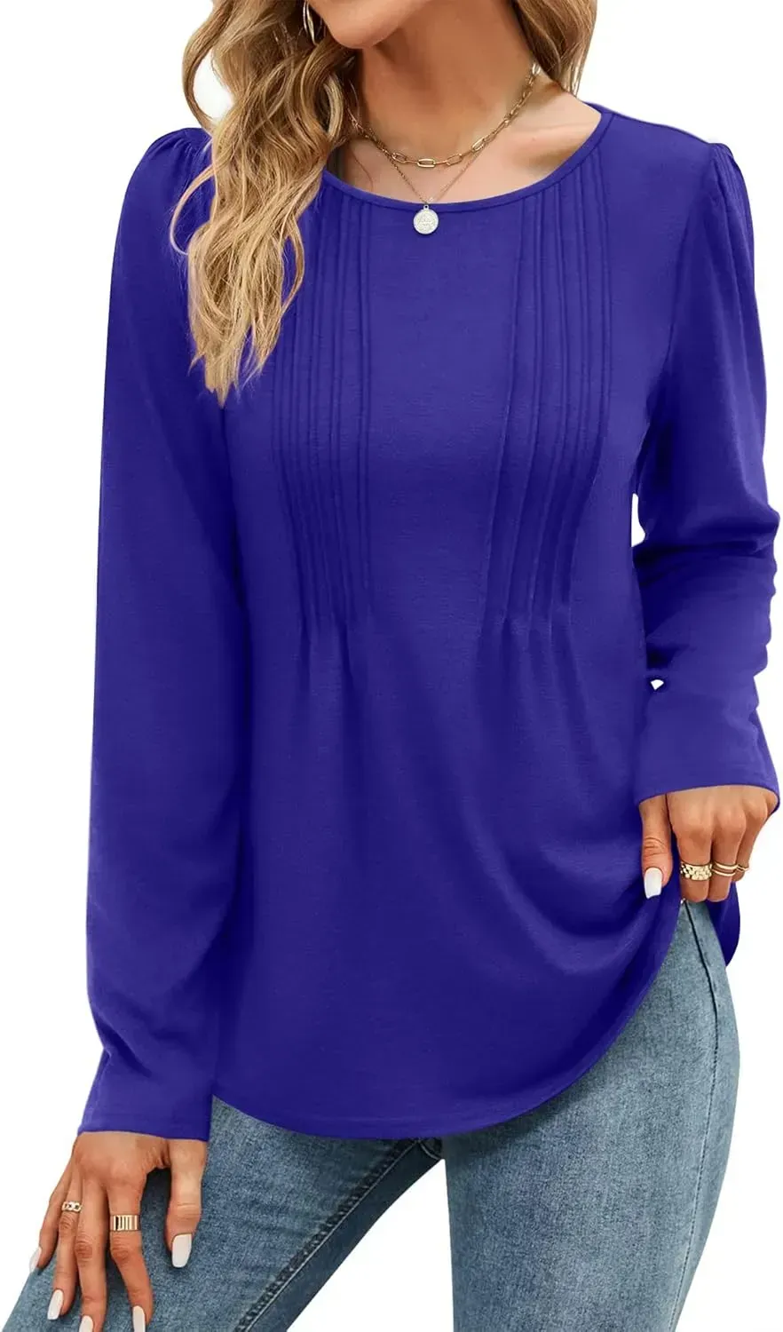 WIHOLL Blouses for Womens Dressy Casual 2024 Fall Tops Long Sleeve Shirts Loose Fit Tunics