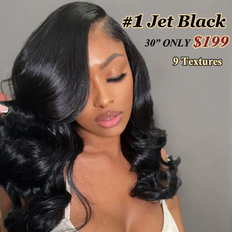 Flash Sale | @bigekane Recommend #1 Jet Black 13x6 FULL Lace Frontal Wig 16-34 Inches Human Hair Wigs