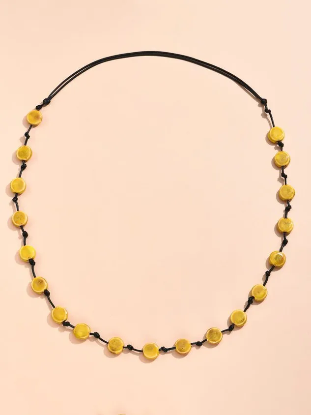 Vintage Ethnic Ceramic Gradient Flat Bead Long Necklace Sweater Chain Dress Necklace