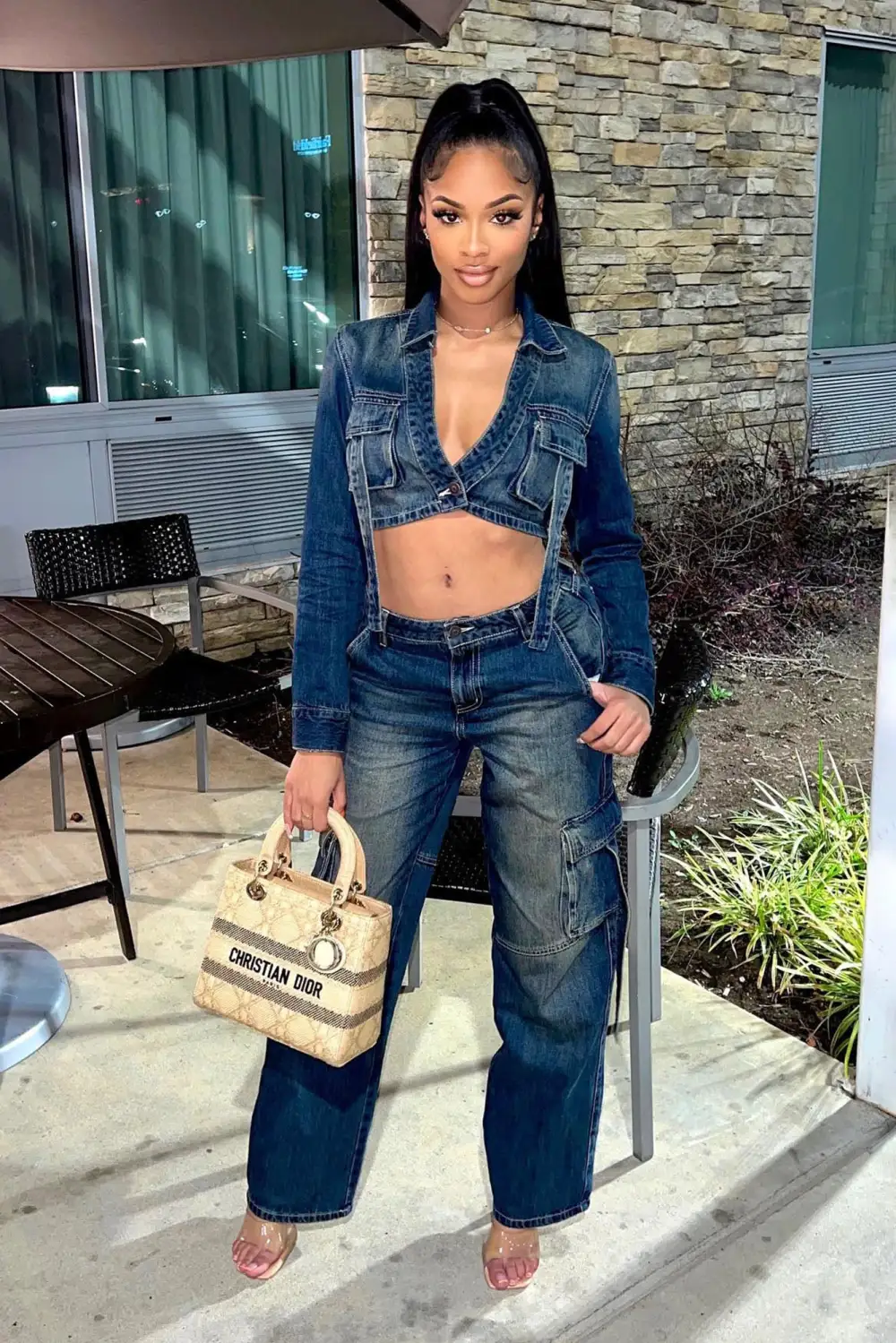 Cool Chick Denim Pant Set - Dark Wash