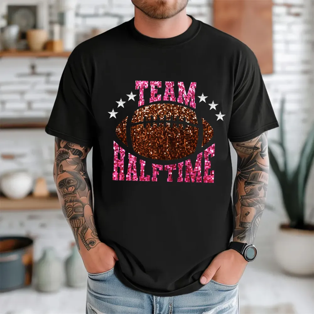 2 Women's Football Team Halftime Show Round Neck Short Sleeve Printed T-shirt