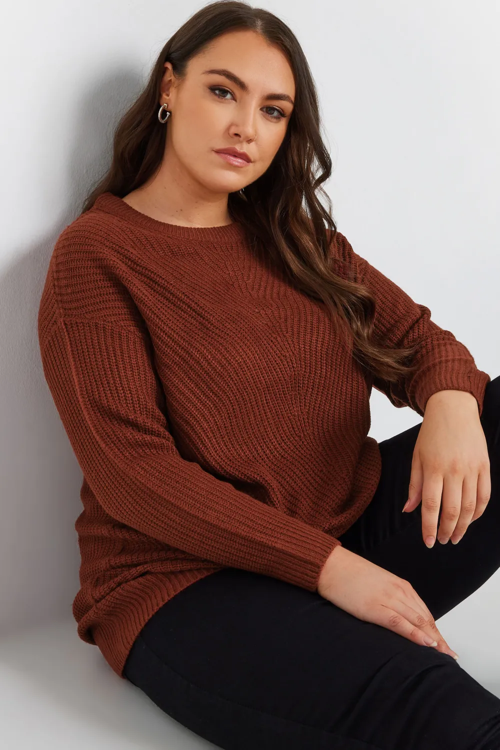 YOURS CURVE Dark Green Crew Neck Knitted jumper