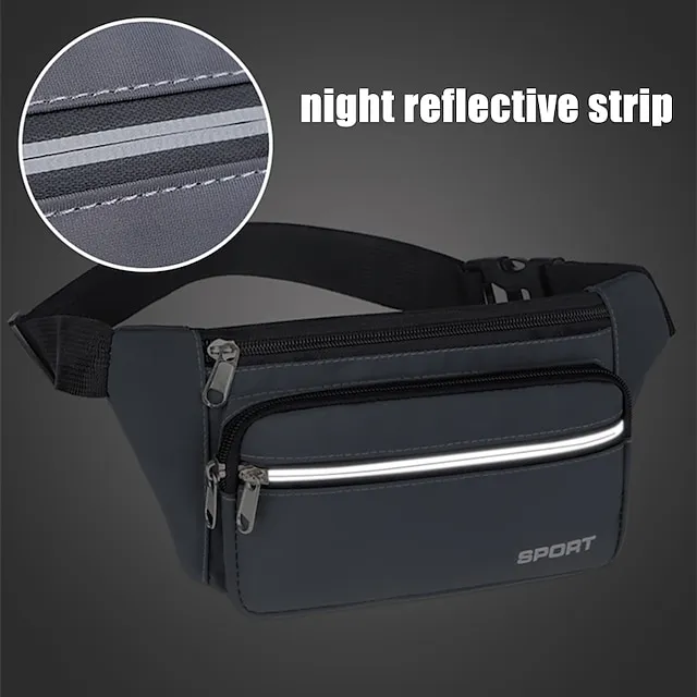 Men's Crossbody Bag Shoulder Bag Belt Bag Nylon Outdoor Holiday Zipper Large Capacity Lightweight Durable Solid Color Four Pockets - Lake Blue Four Pockets - Gray Four Pockets - Red