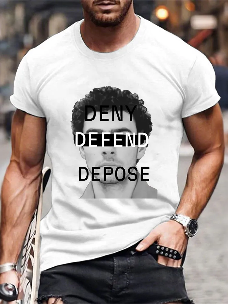 Men'S Deny Defend Depose Short Sleeve Round Neck Pure Cotton T-Shirt