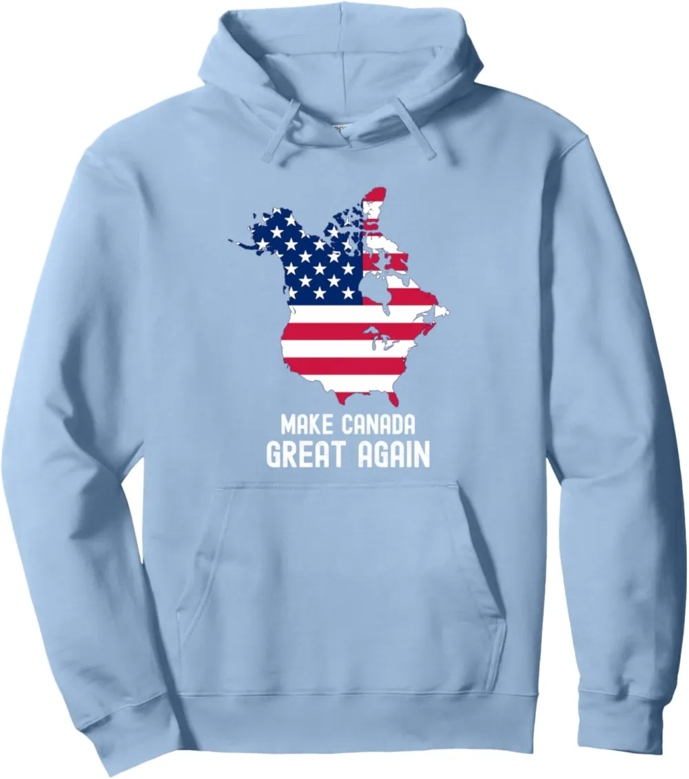 Trump Make Canada Great Again USA 51st State American Flag Pullover Hoodie