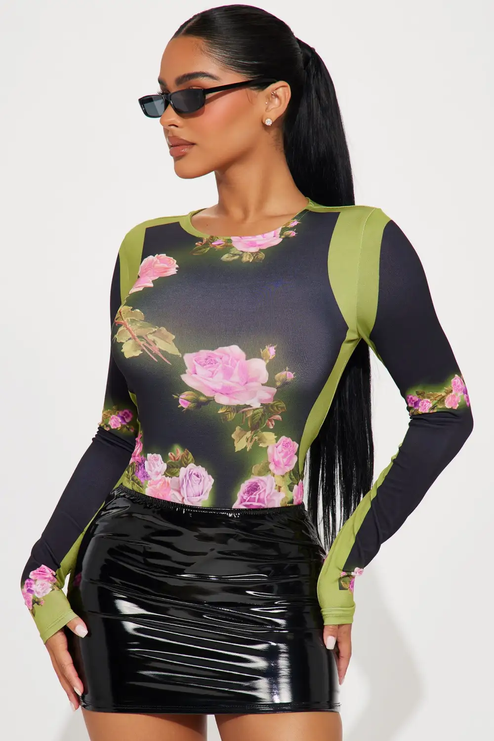 Kristy Floral Bodysuit - Green/combo