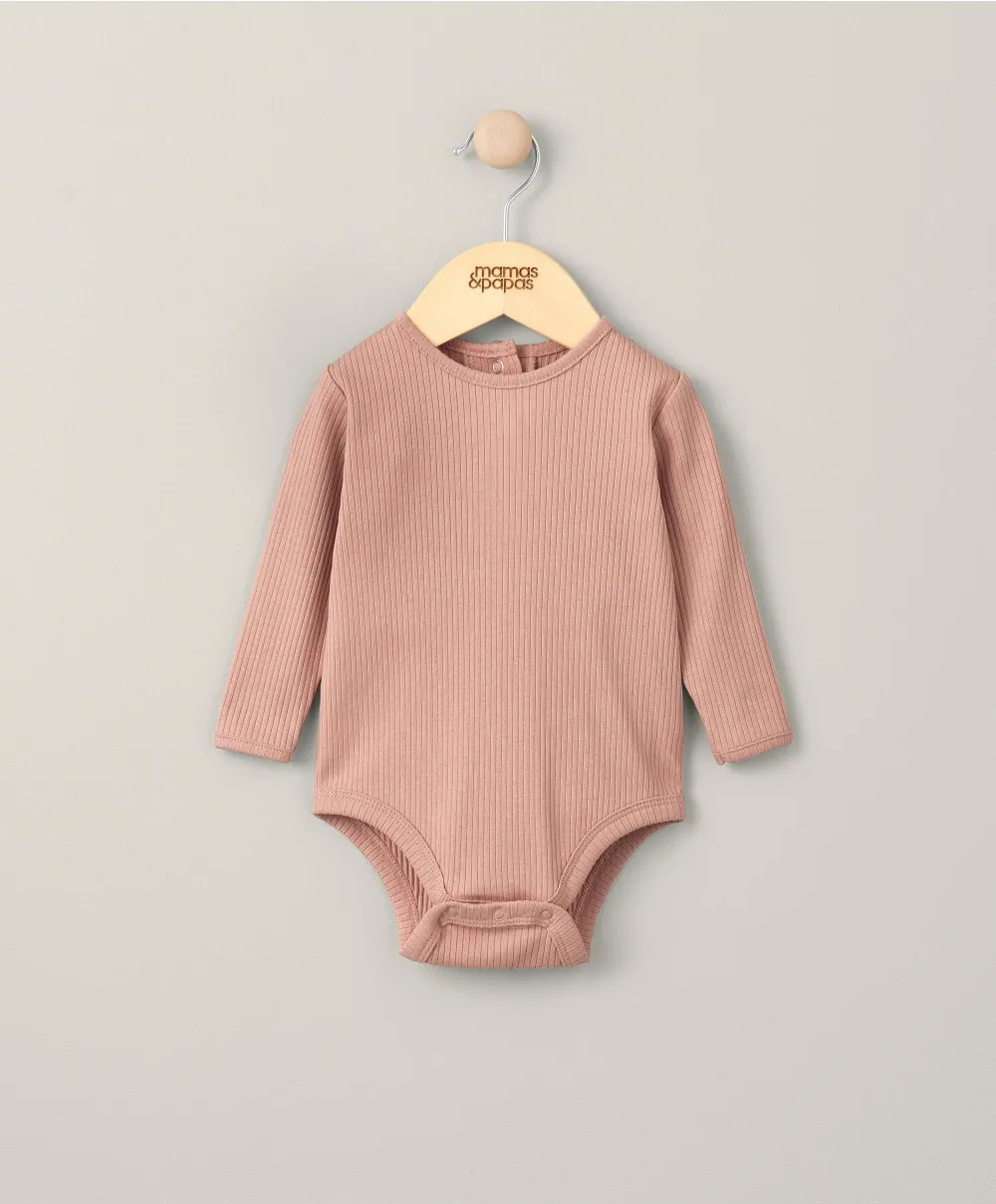 Organic Rib Bodysuit - Dusky Pink