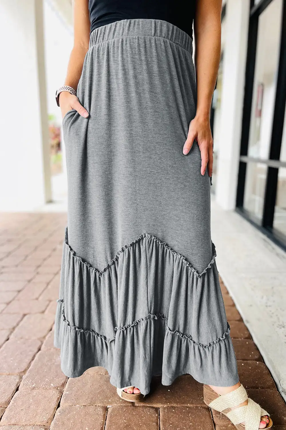 Maxi Tiered Zig-Zag Skirt