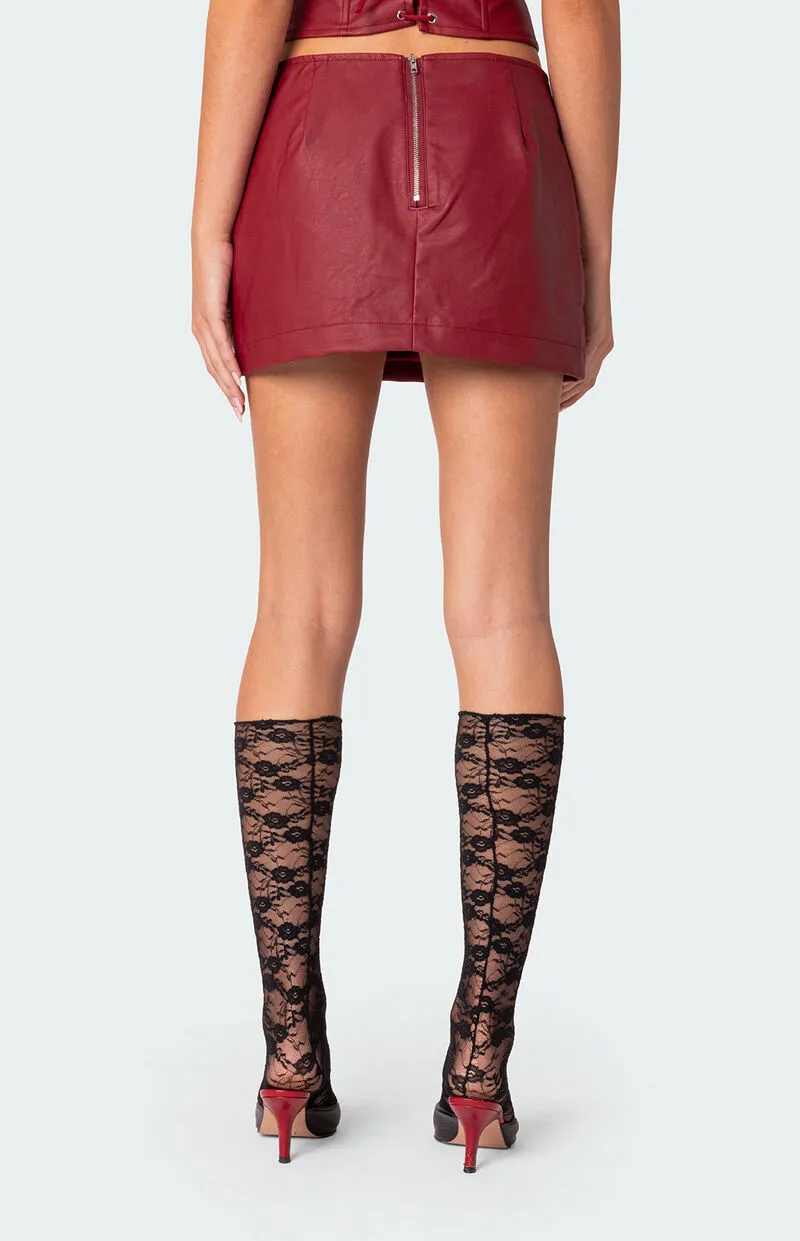 Edikted Aster Faux Leather Mini Skirt