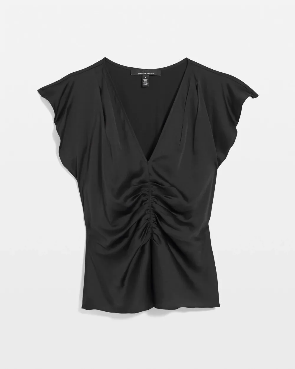 Ruched Front Flutter Sleeve Shell Top