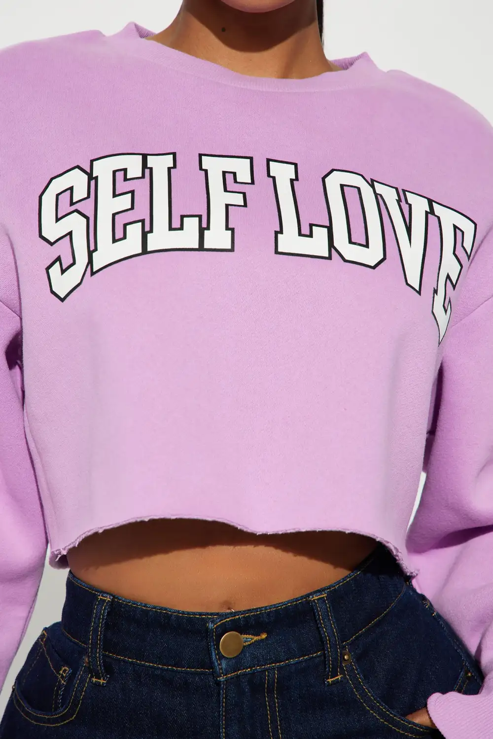 Self Love Crop Sweatshirt - Lavender