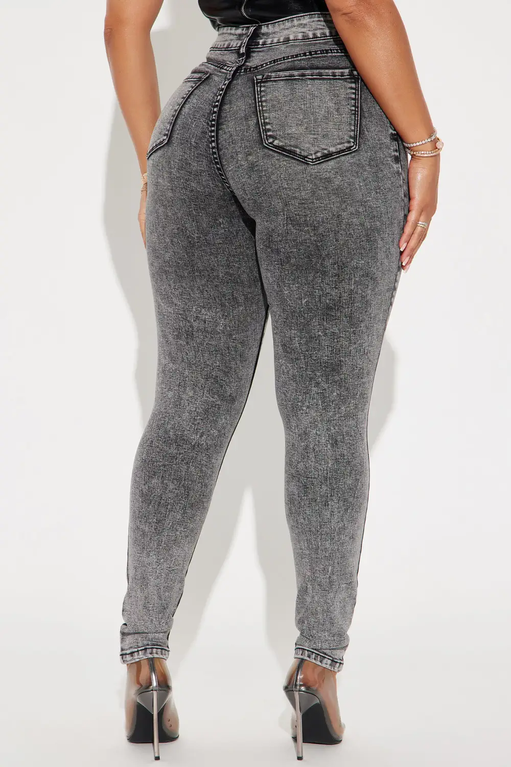 Don't Rush Tinted Stretch Skinny Jeans - Acid Wash Black