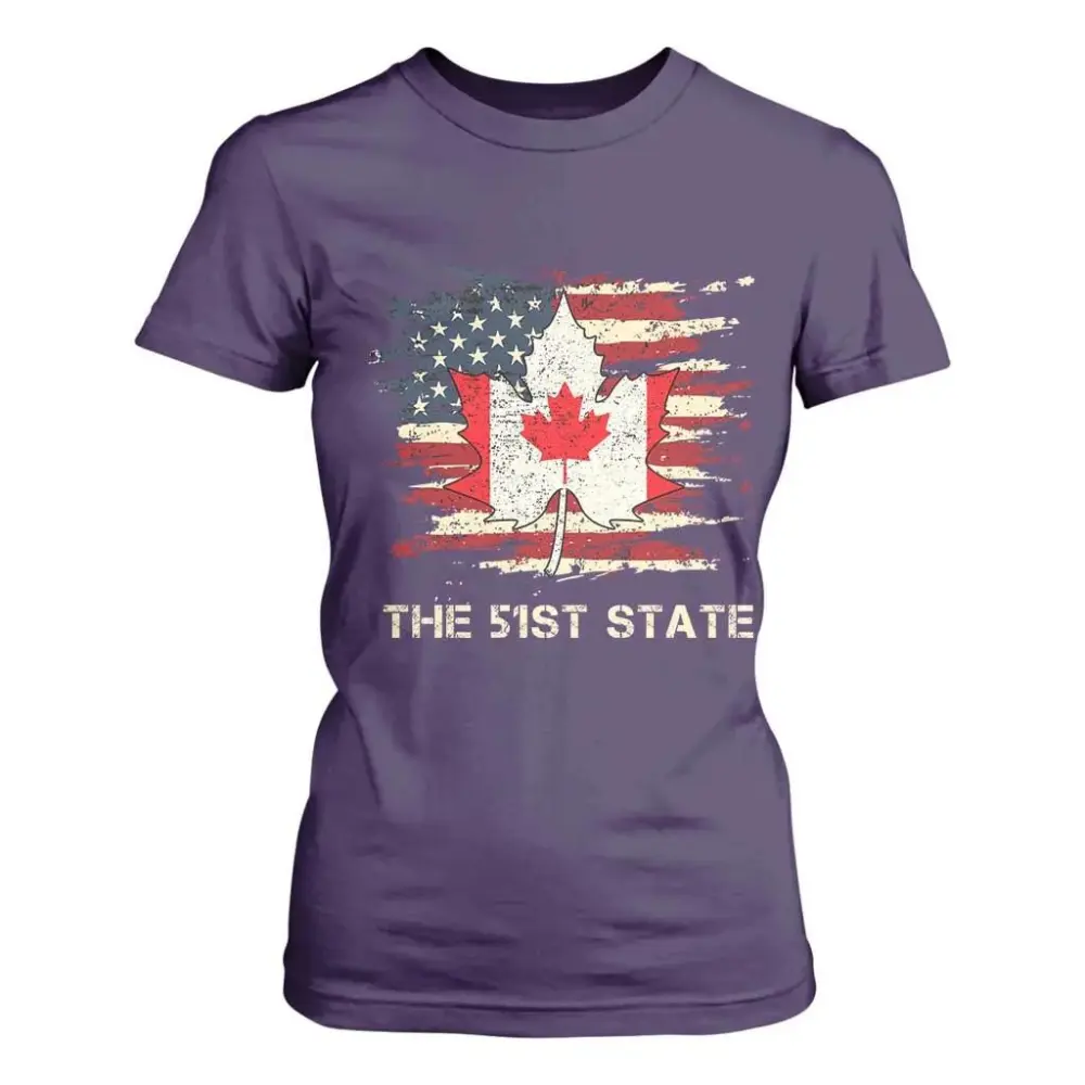 Canada The 51st State T Shirt For Women Canadian Maple American Flag TS09