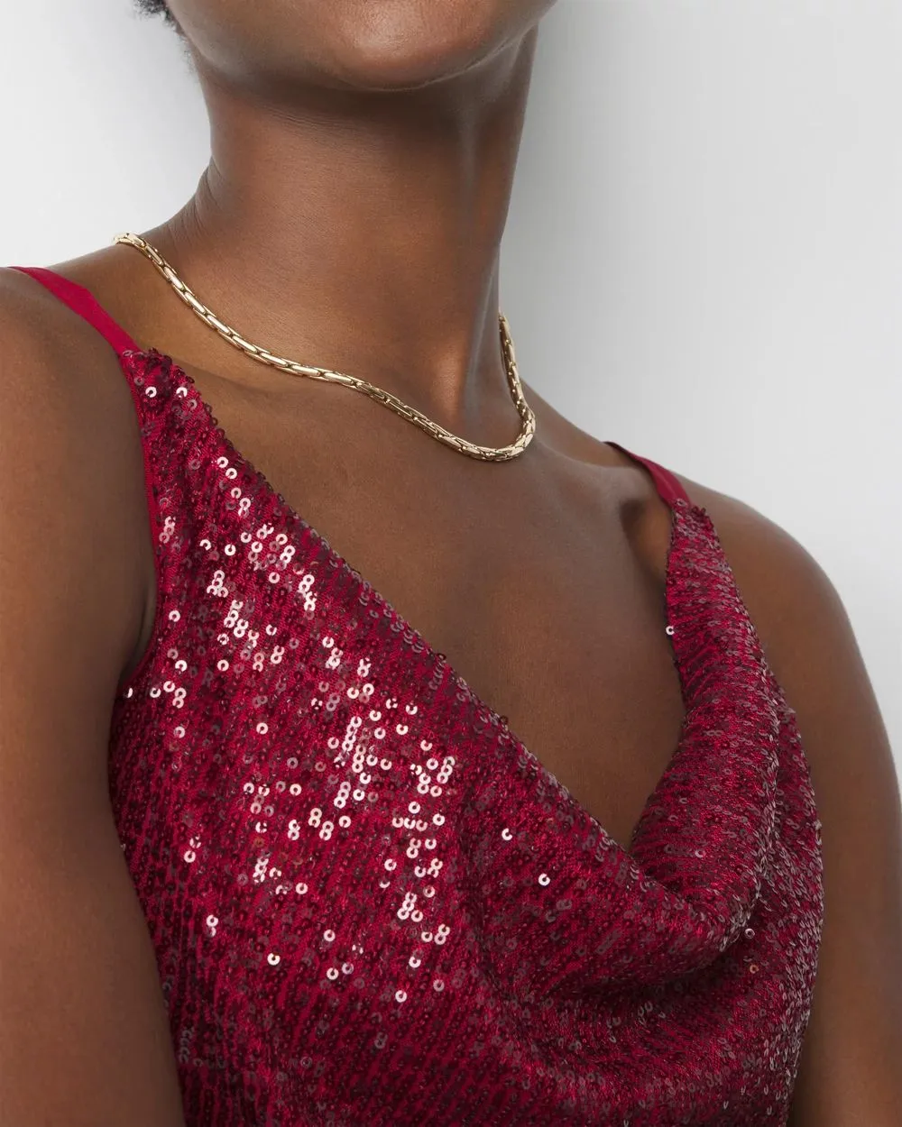 Petite Cowl Neck Sequin Cami