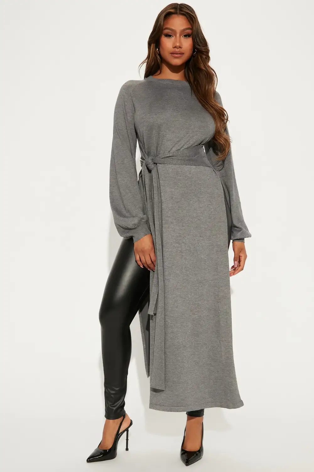 Slit Just Got Real Tunic Sweater - Grey