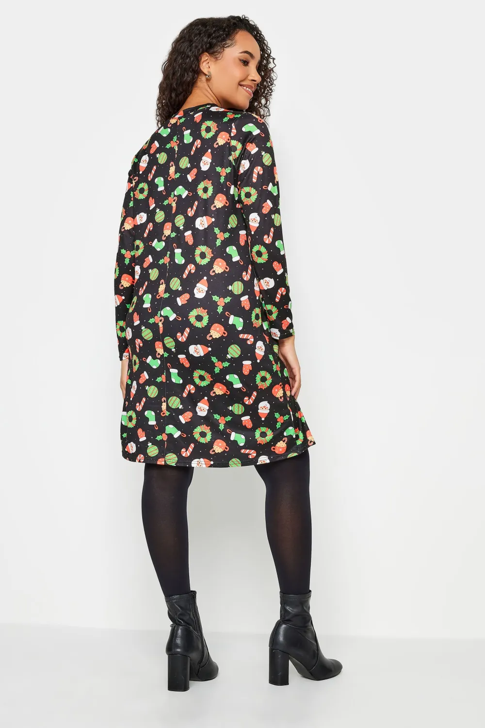 M&Co Black Novelty Printed Christmas Dress