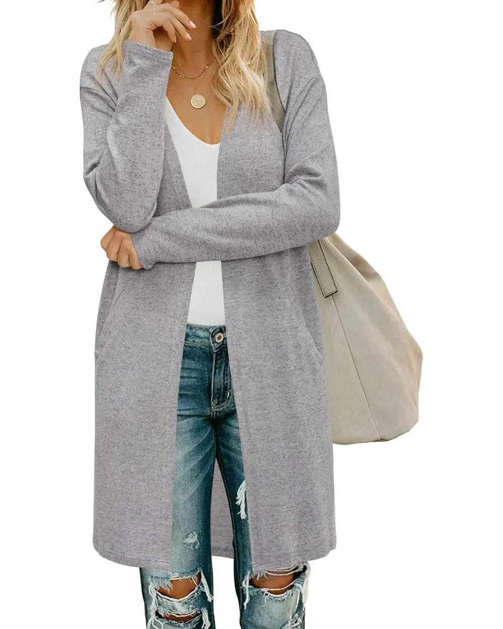Women's Long Sleeve Lightweight Cardigan with Pockets Jacket