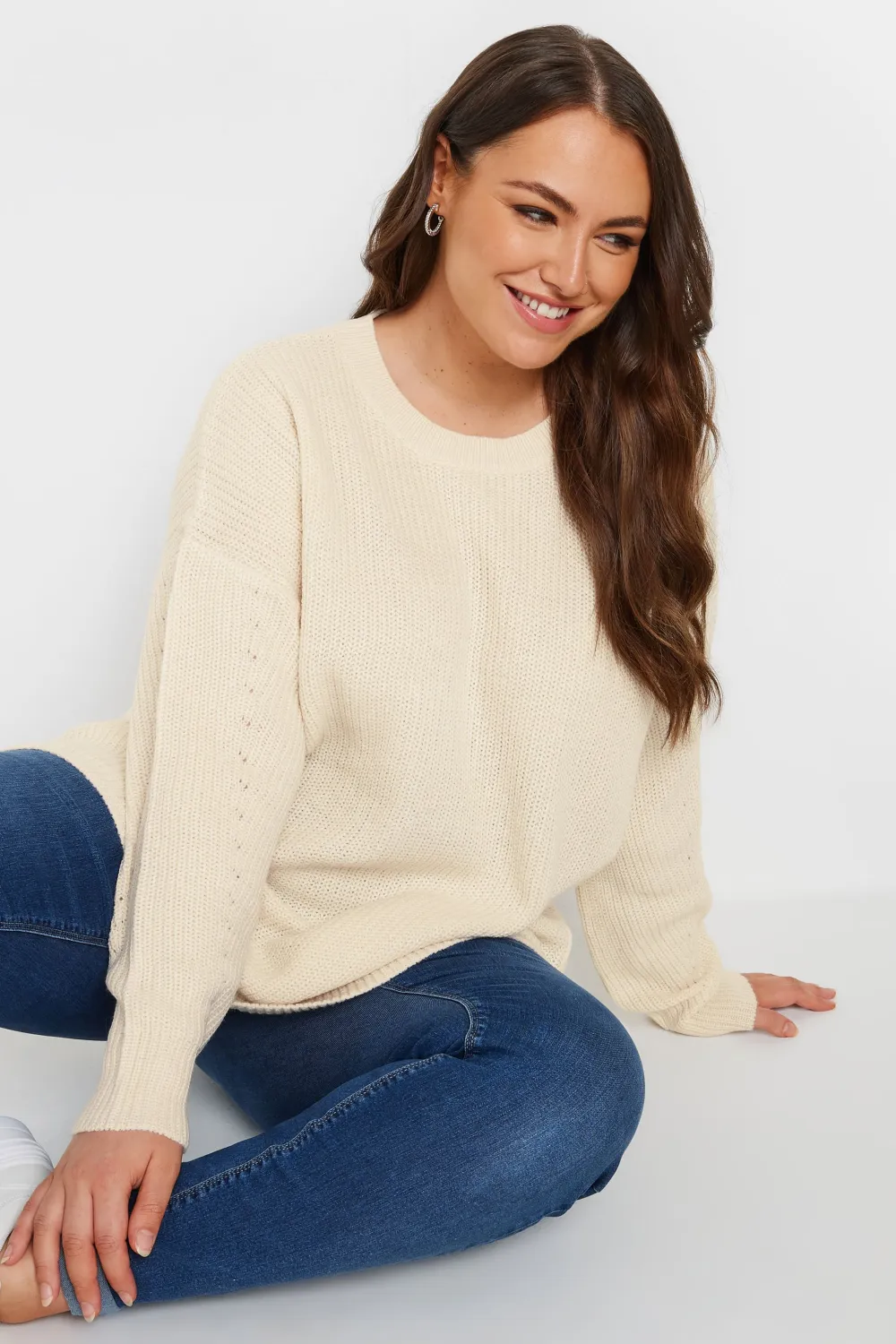 YOURS Curve Grey Drop Shoulder Knitted Jumper
