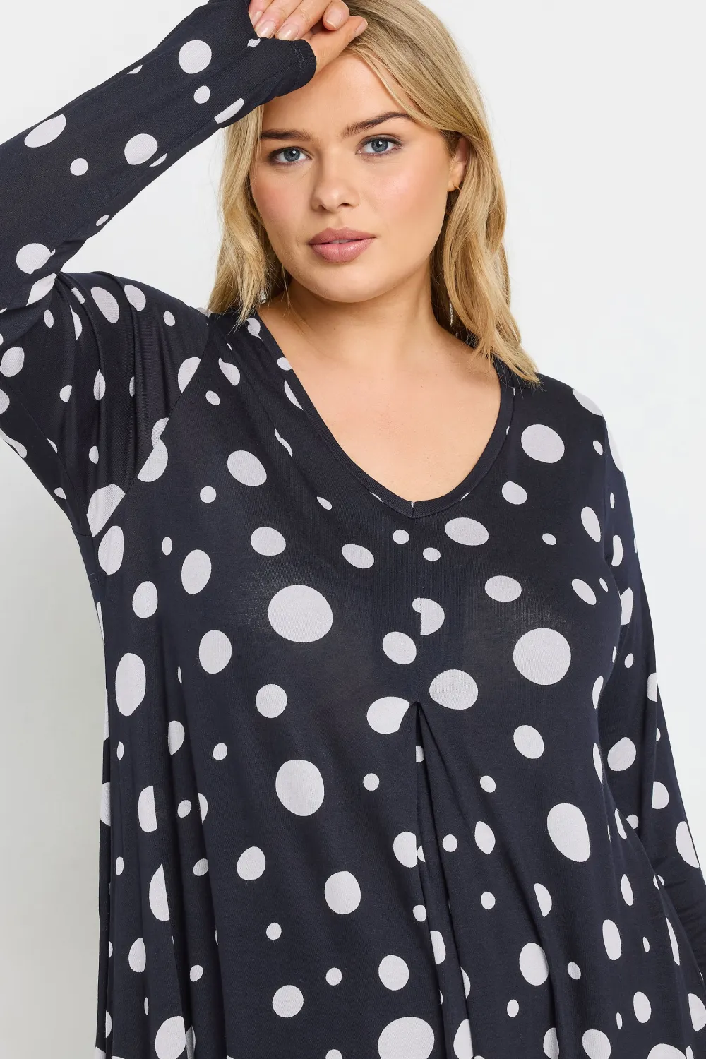 YOURS Curve Black Polka Dot Print Mini Dress