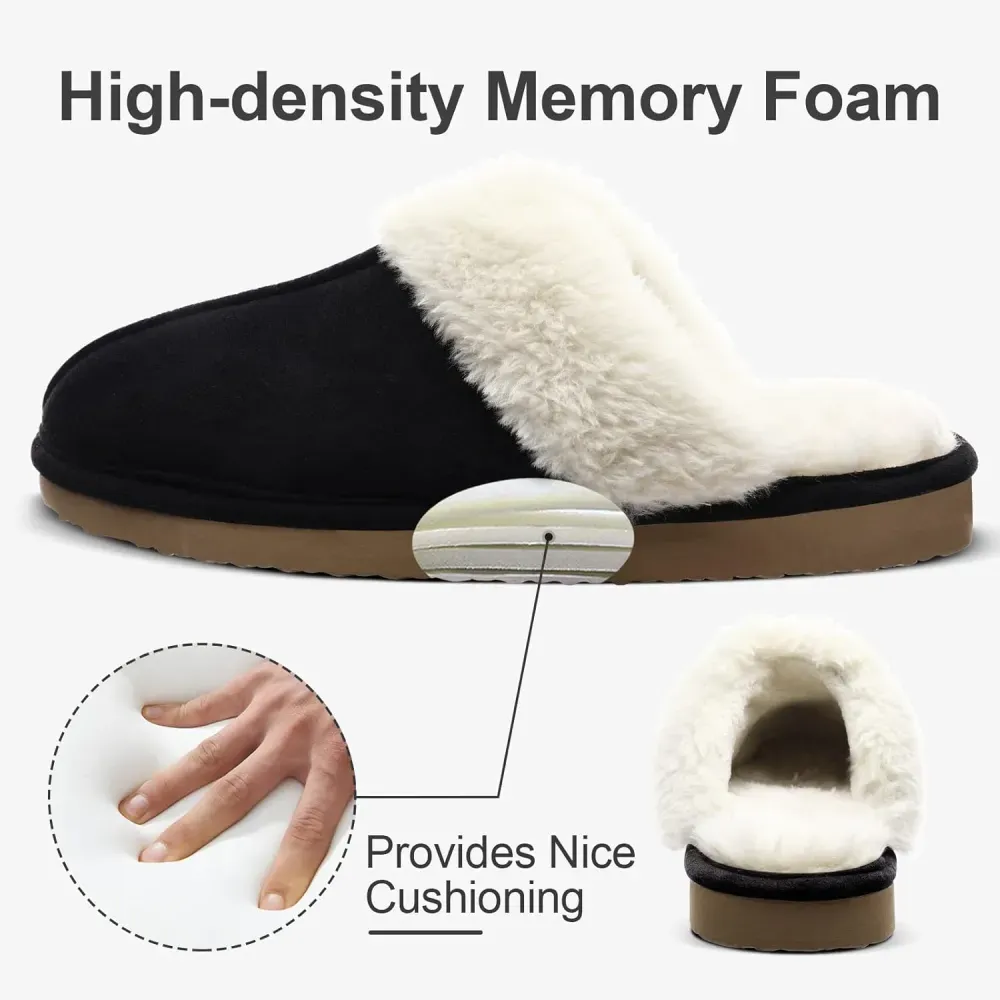 Women's Fuzzy Memory Foam Slippers Fluffy Winter House Shoes Indoor and Outdoor