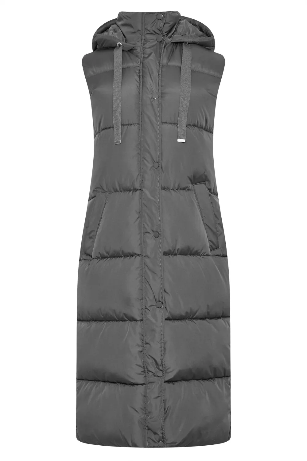 LTS Tall Grey Longline Puffer Gilet