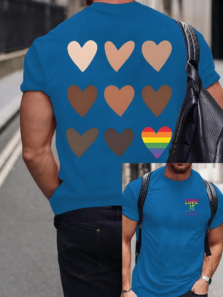 Men'S Round-Neck Short-Sleeved T-Shirt Love Is Love Prints
