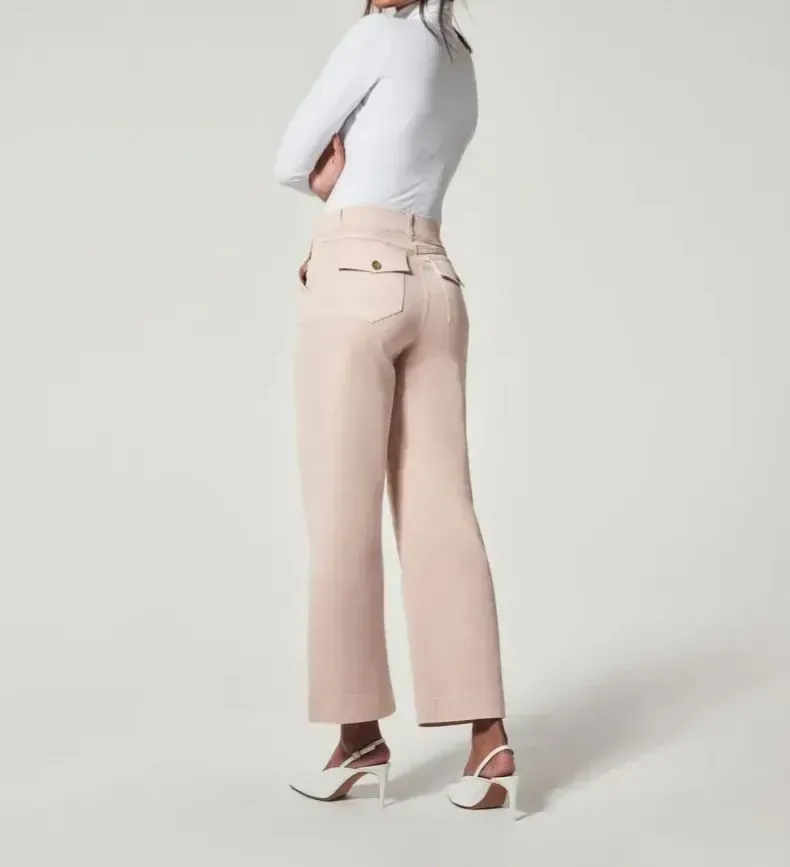 Stretch Twill Cropped Wide Leg Pant