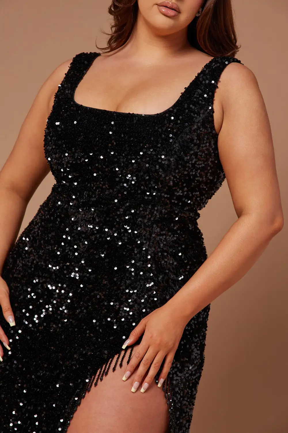 Lana Embellished Sequin Gown - Black